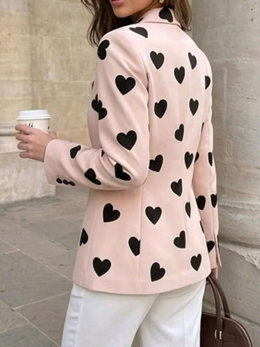 Multicolor Casual Women's Geometric Random Print Lapel Two-Button Blazer Jacket